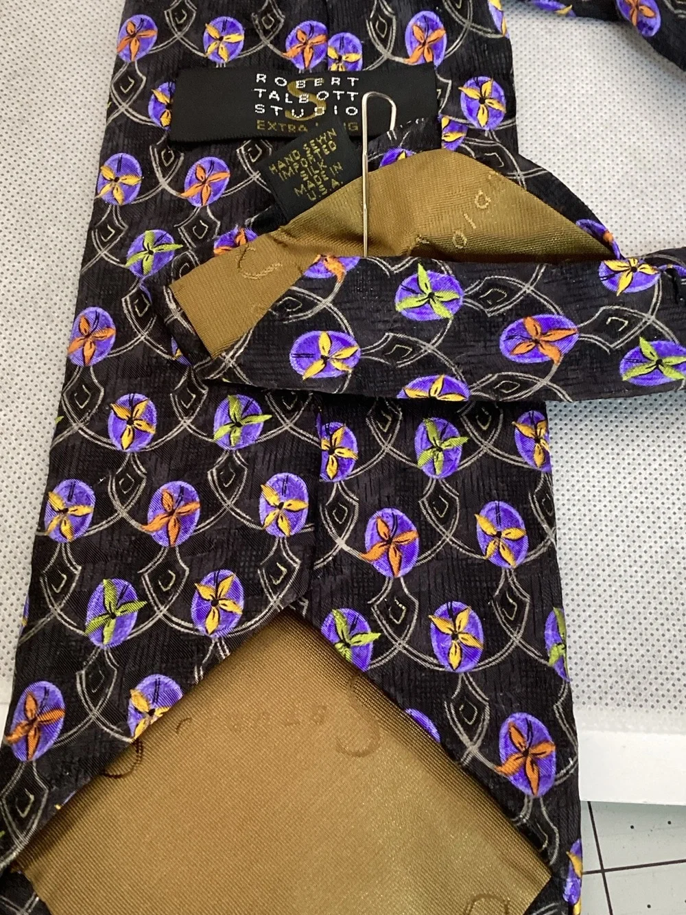 Robert Talbot For Franco’s Men’s Silk Tie Black Purple Designer Necktie - Picture 2 of 4